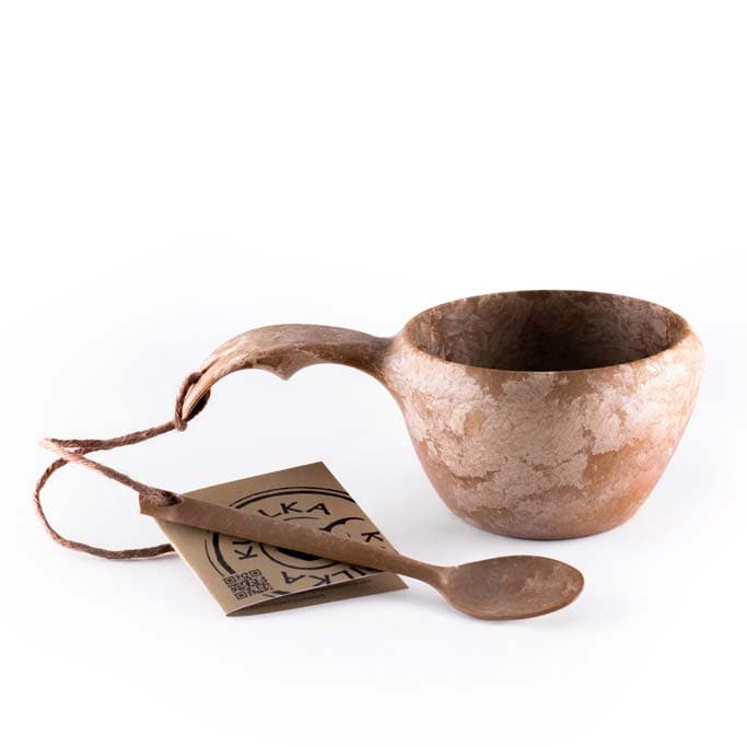 Kupilka kuksa ja lusikka lahjapakkauksessa ruskea