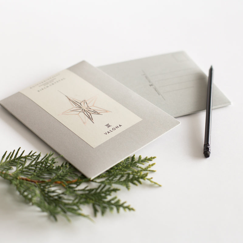 Koivukristalli Tähti koriste Valona, poostikortti pakkaus helppo lähettää lahjaksi ystävälle