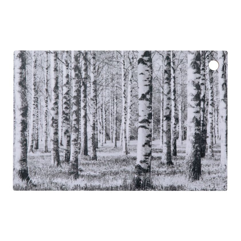 Finnischer Birkenwald Schneidebrett aus Holz, schwarz und weiß, hergestellt in Finnland, Miiko Design