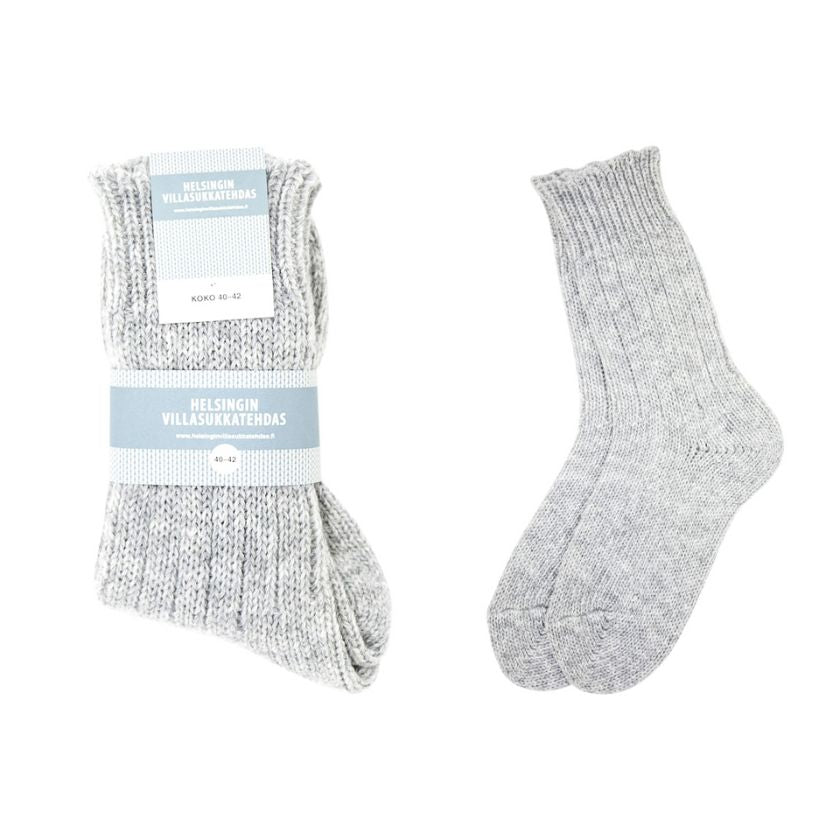 Graue Wollsocken für zu Hause und Outdoor-Aktivitäten, hergestellt in Finnland, The Finland Shop