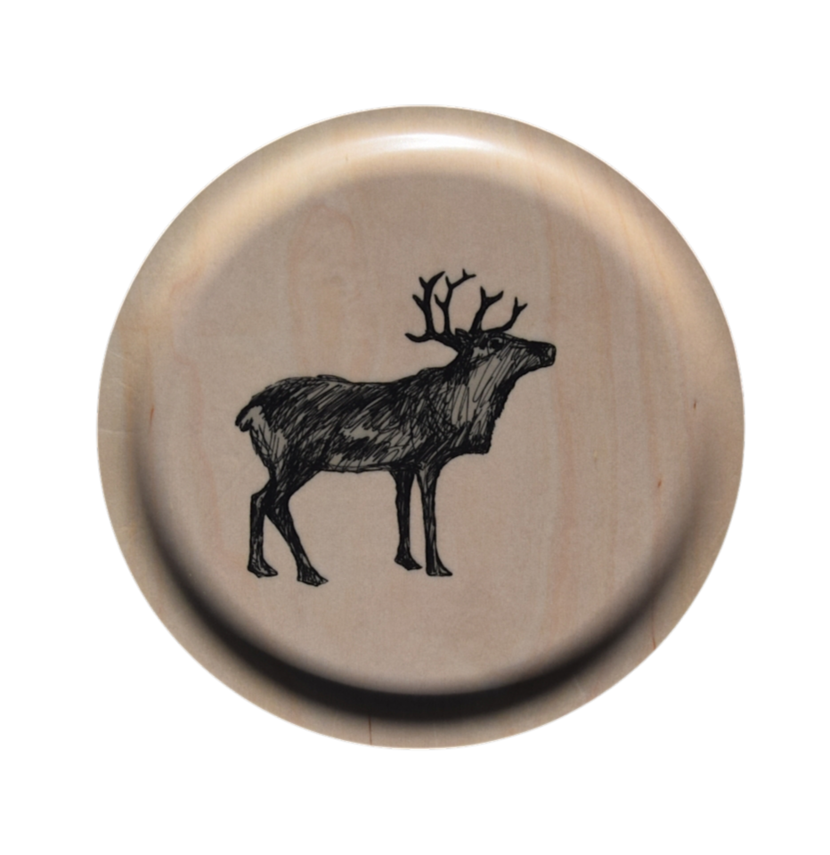 Poro Rentier rundes Tablett aus Holz hergestellt in Finnland, Miiko Design, The Finland Shop