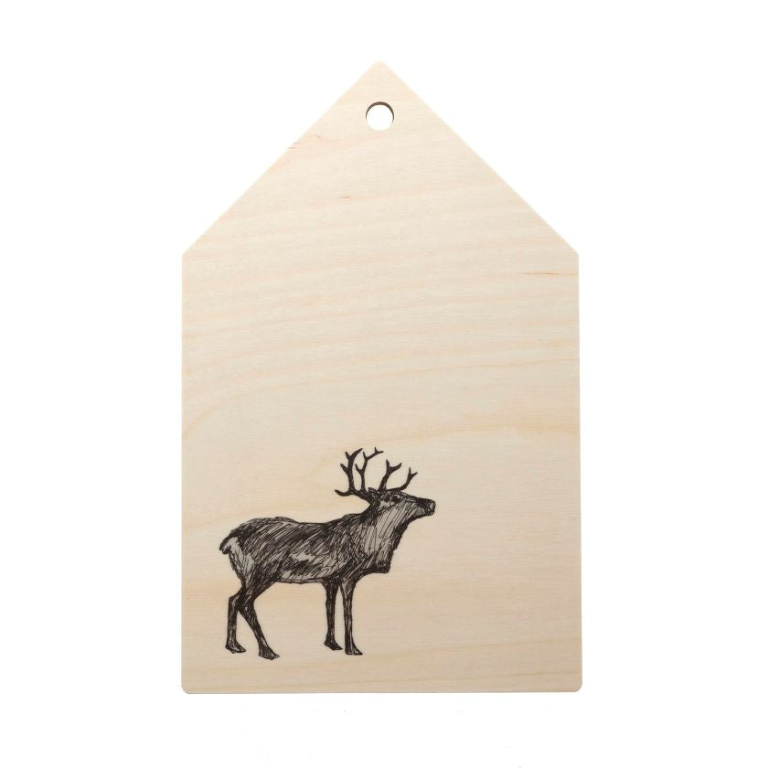 Holz  Schneidebrett Renntier, Finnische Birke, hergestellt in Finnland von Miiko Design, The Finland Shop
