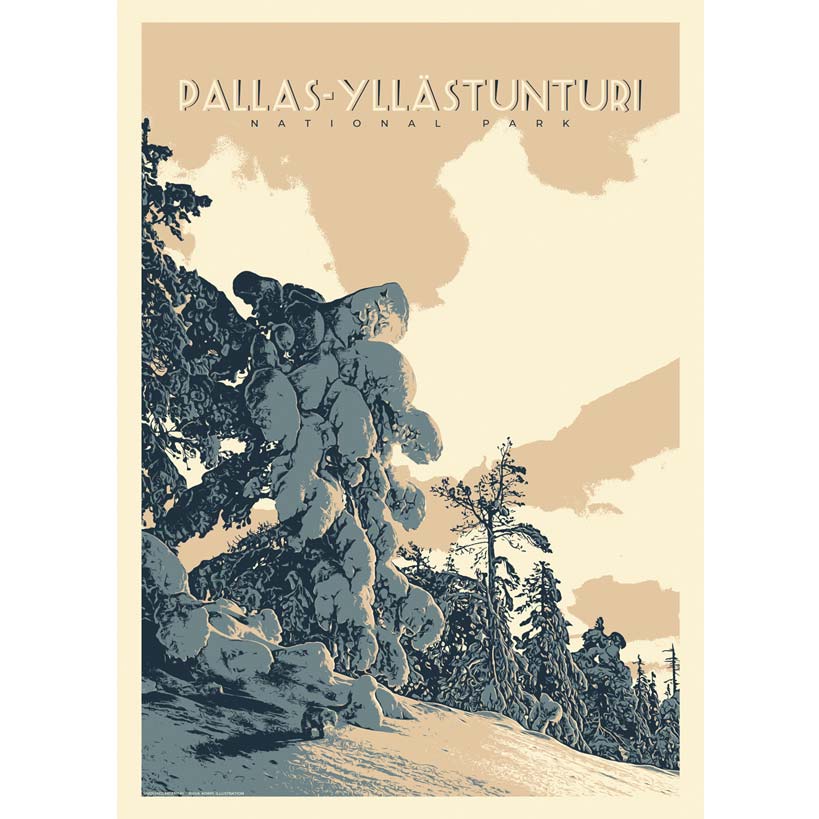 Pallas-Yllästunturin kansallispuisto, Suomen kansallispuistot juliste, Vuoma Company