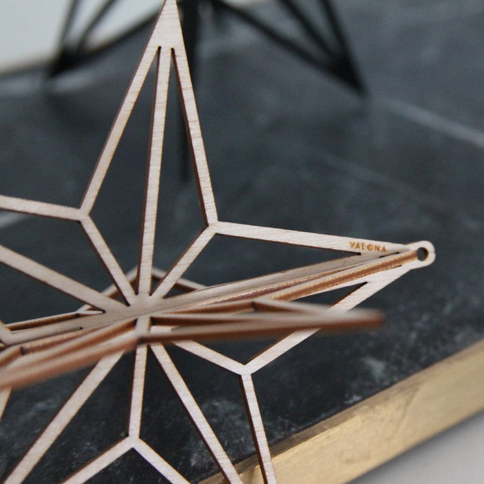 Koivukristalli Tähti koriste Valona, laser-leikattu suomalainen koivu