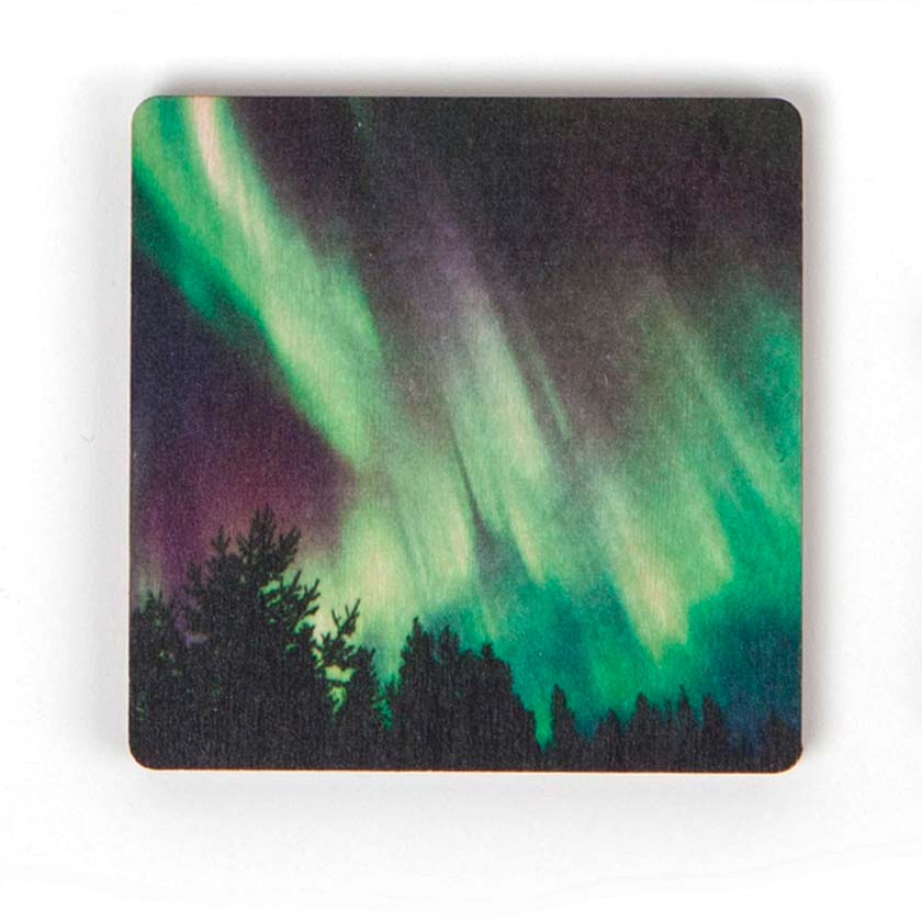 Revontuli magneetti jääkaapin oveen, suomalaista koivuvaneria, Miiko Design tuliainen