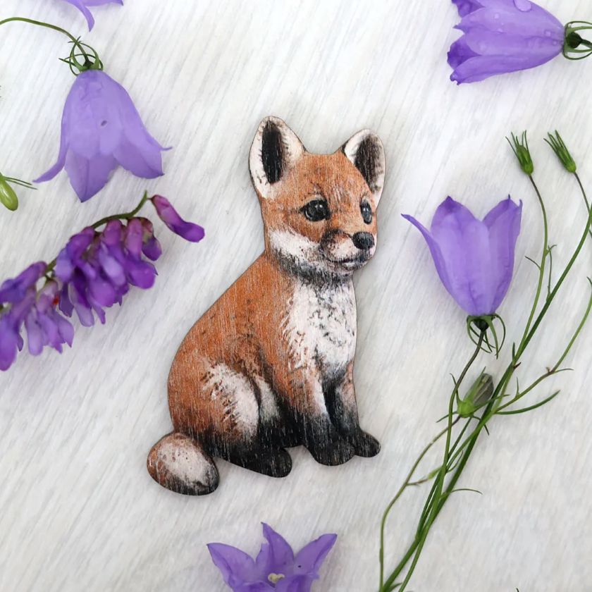 Süße Piyry-Fuchs Magnet für Kühlschrank aus Holz, Nenni & Friends aus Finnland