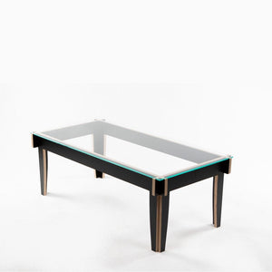 Suomalainen design sohvapöytä lasipöytä puinen musta pöytä Maarit Maria
