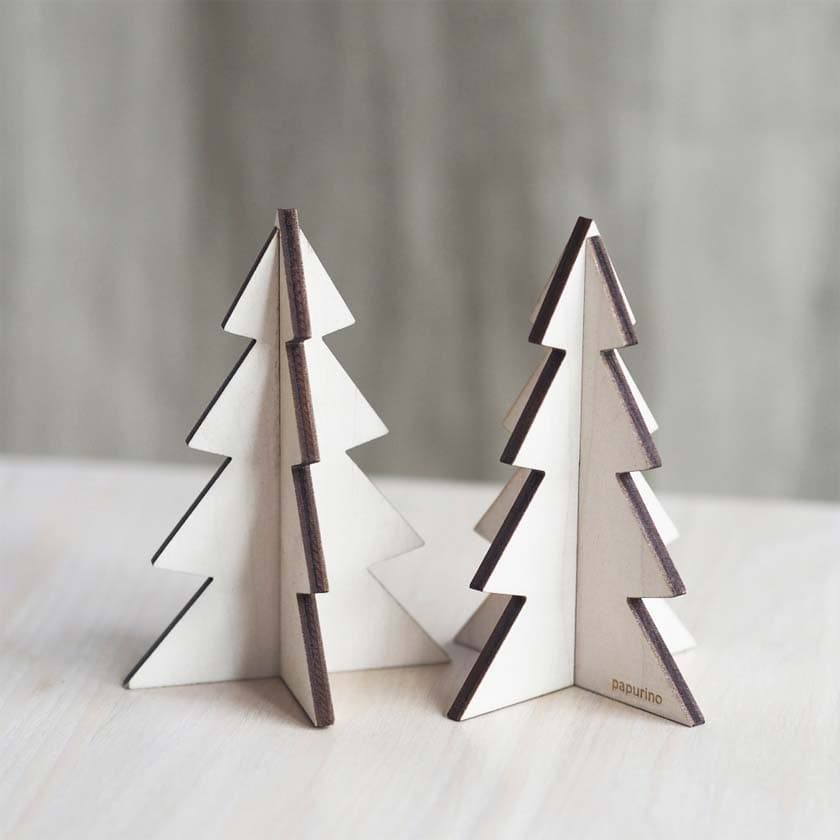 Skandinavische Weihnachtsdekoration, Kleiner Holz Weihnachtsbäume 2 Stück für den Tisch, Design aus Finnland Weihnachten, The Finland Shop