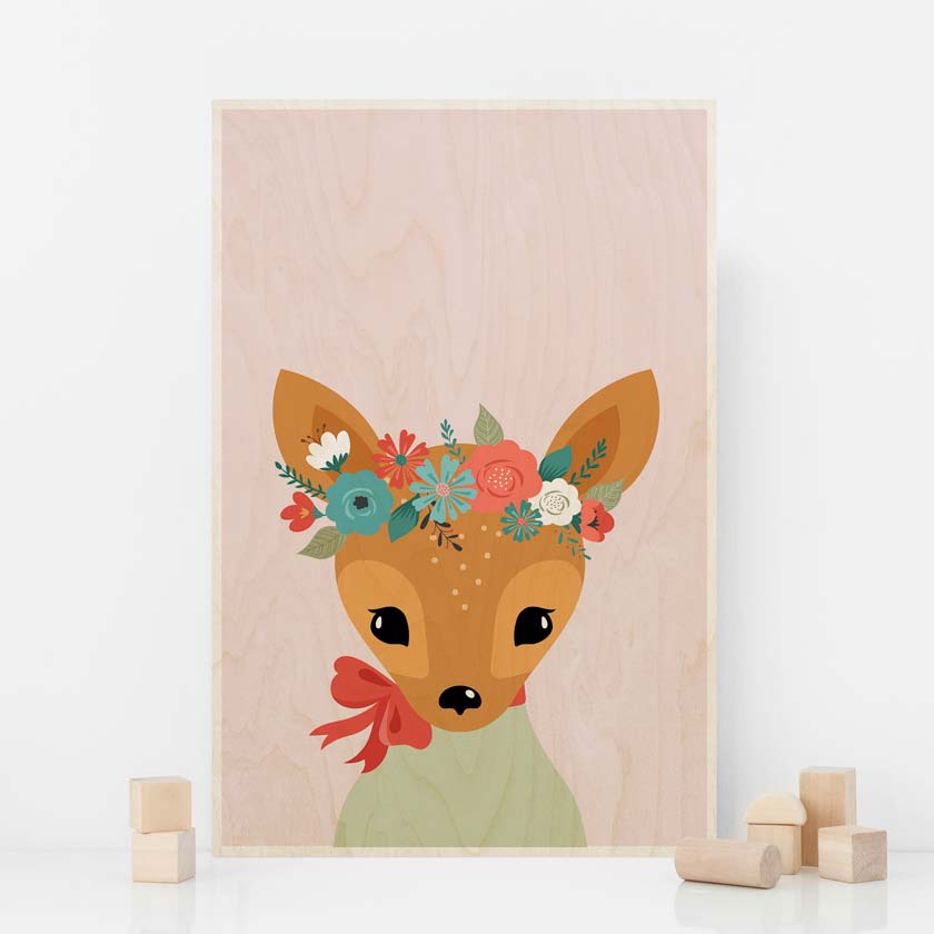 Lastenhuoneen seinälle bambi taulu puutaulu juliste lasten taulu Plywood Print kotimainen