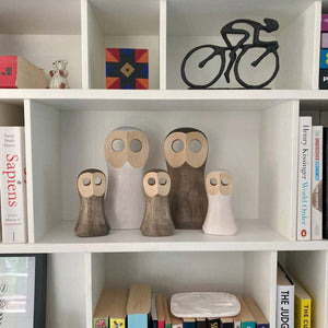Pöllö koriste Lapinpöllö puinen figuuri Kivalo Design iso ja pieni