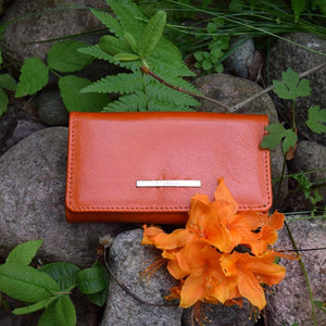 Naisten lompakko kotimainen nahkaa oranssi PT design
